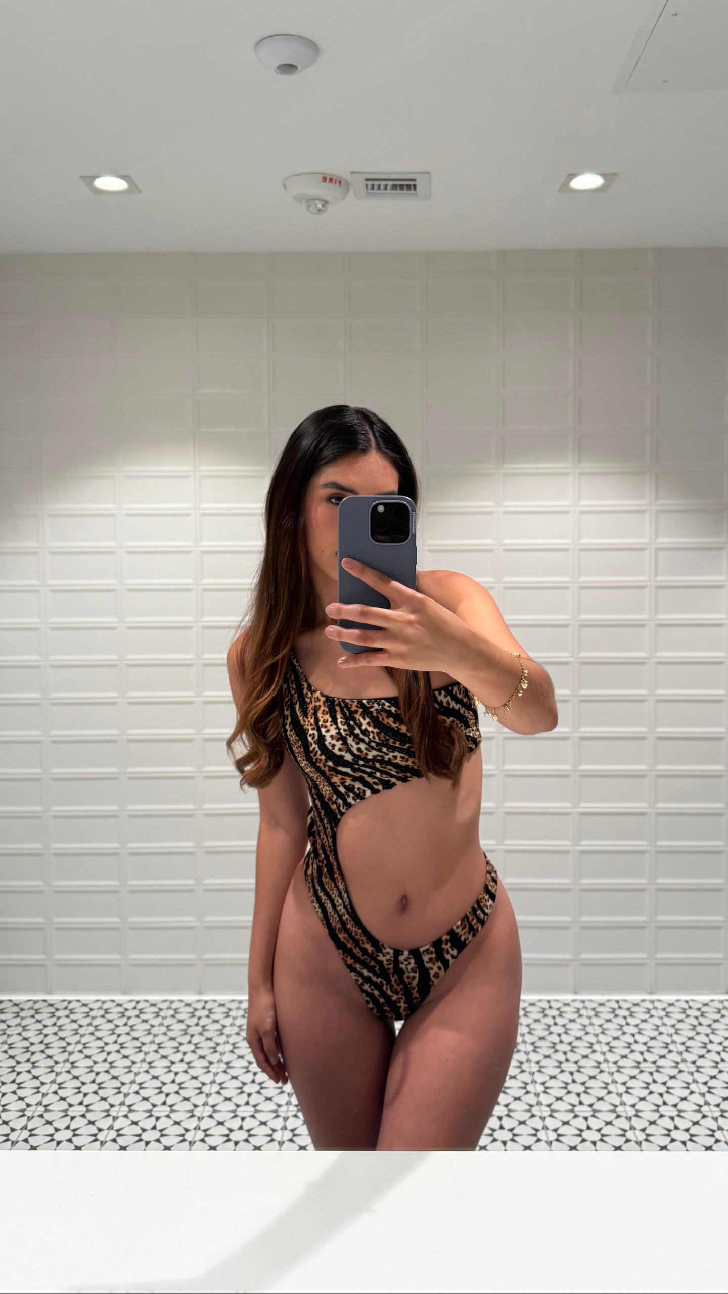 SAHARA – One-Piece Swimsuit with Hand-Beaded Sparkle Details Amarotto Swimwear